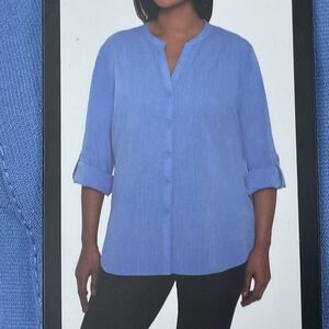 Mario Serrani Women's L/G Button Front Blouse Blue d1154